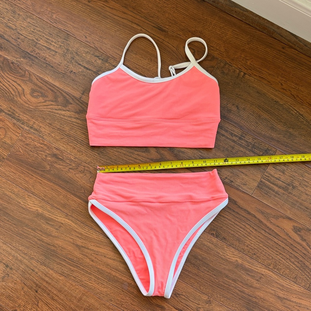 LainSnow Coral and White Bikini Set